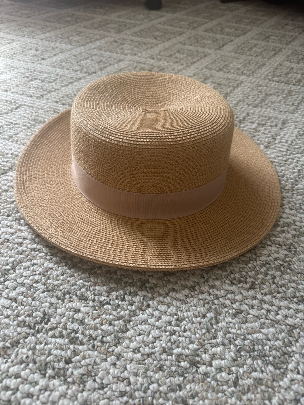 Women's Straw Boater Hat with Neutral Band